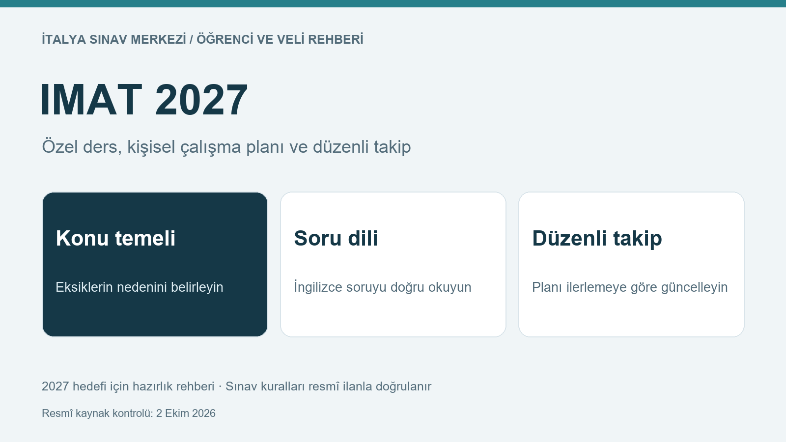 IMAT 2027 hazırlığı: konu temeli, İngilizce soru dili ve düzenli takip