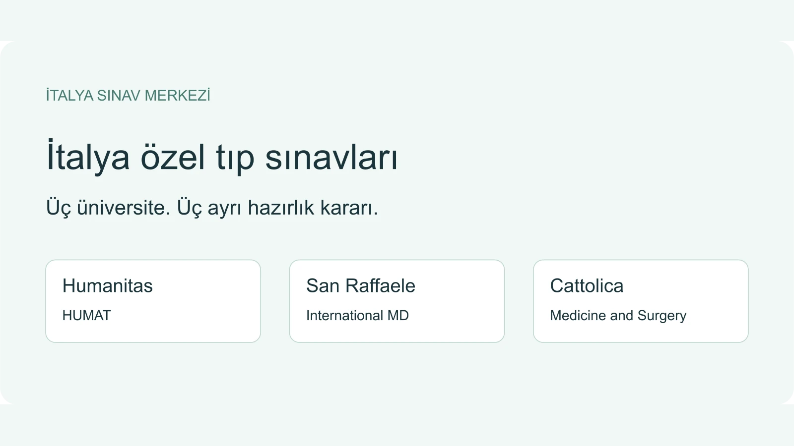 İtalya özel tıp sınavları: Humanitas HUMAT, San Raffaele International MD ve Cattolica Medicine and Surgery hazırlık yolları